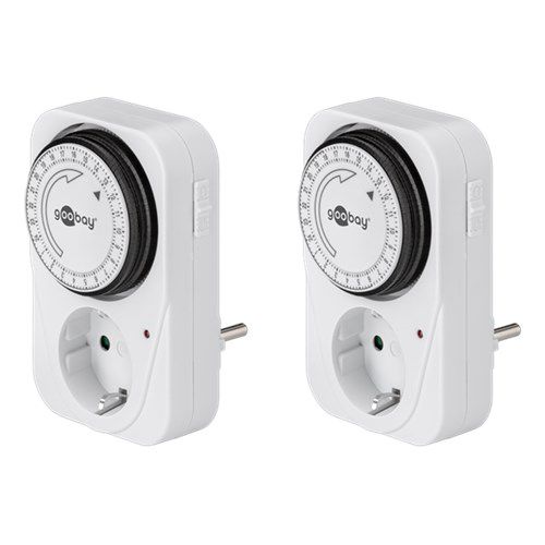 Set of 2, Analogue Timer, white - easy-to-operate analogue time switch 55538