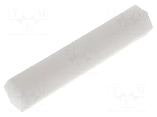 Screwed spacer sleeve; hexagonal; polyamide; M4; L: 35mm FIX&FASTEN FIX-HP4-35