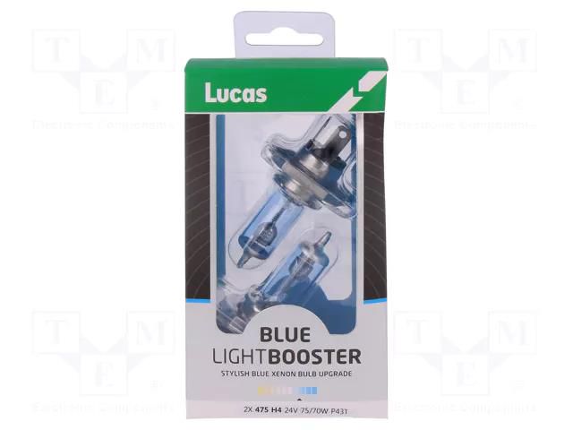 Filament lamp: automotive; P43t; white-blue; 24V; 75/70W; BLUE LUCAS LLX475BLX2