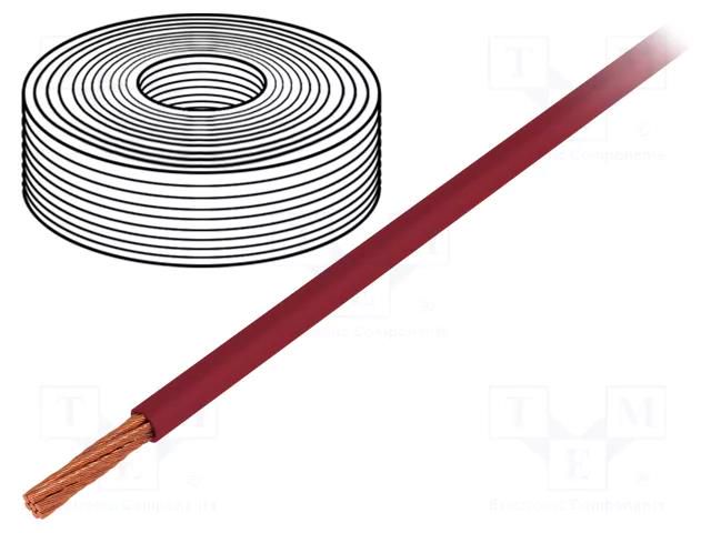 Mains cable; red; Package: 30m; Øcable: 5mm; 8AWG 4CARMEDIA PC-8GA-RD
