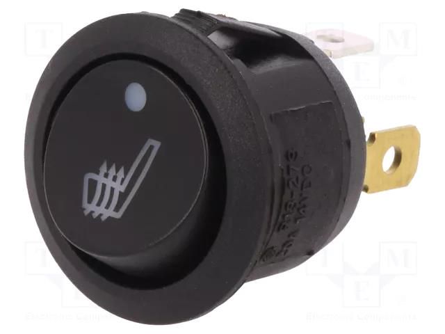ROCKER; SPST; Pos: 2; ON-OFF; 20A/14VDC; black; LED,point; 14VDC SCI R13-273AL-02-BBYR