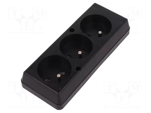 Connector: AC supply; female; splitter; 2P+PE; 250VAC; 16A; black JONEX TX-GN-370CZ