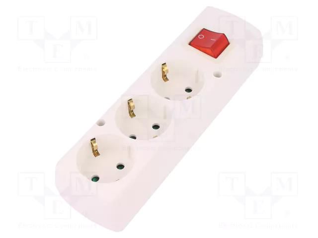 Connector: AC supply; female; splitter; 2P+PE; 250VAC; 16A; white JONEX TX-GN-370SWSBI