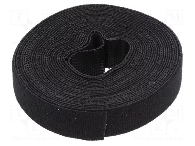 Hook and loop fastener; L: 4m; W: 16mm; black; reel LOGILINK PC-KAB0050