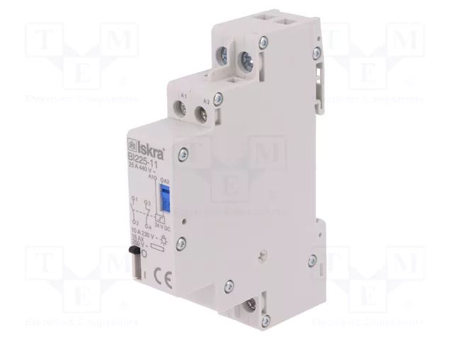 Relay: installation; bistable,impulse; NC + NO; Ucoil: 24VDC; BI ISKRA BI225-11/24VDC