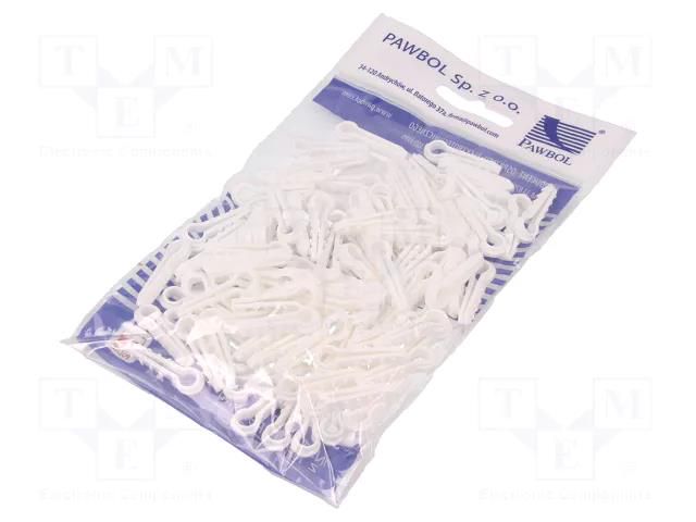 Holder; white; on round cable; 100pcs; USMO 6; 6mm PAWBOL PW-H.7309