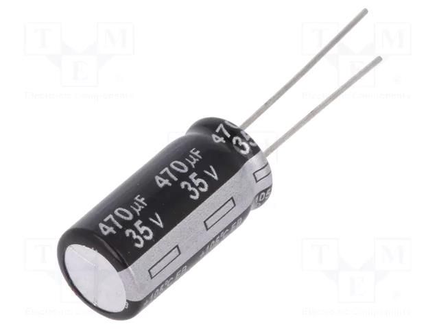 Capacitor: electrolytic; THT; 470uF; 35VDC; Ø10x20mm; Pitch: 5mm PANASONIC EEUEB1V471