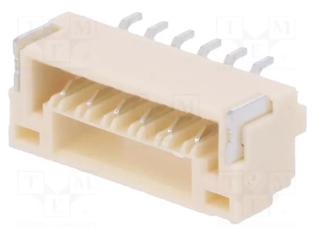 Connector: wire-board; socket; male; PIN: 6; GH; 1A; 50V; horizontal JST SM06B-GHS-TB