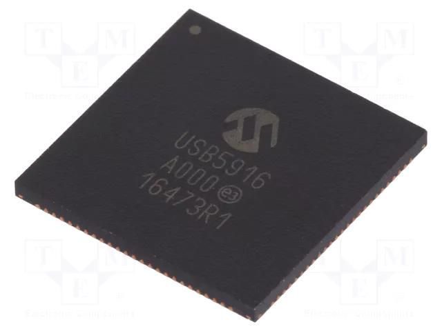 IC: HUB controller; I2C,SPI,USB 2.0,USB 3.1,USB C; SuperSpeed MICROCHIP TECHNOLOGY USB5916/KD