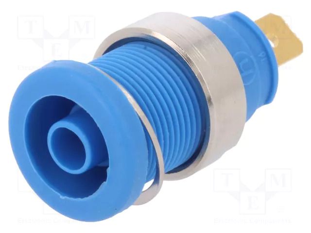 Connector: 4mm banana; socket; 25A; 1kVDC; blue; gold-plated; screw HIRSCHMANN T&M SEB2610F4.8BL