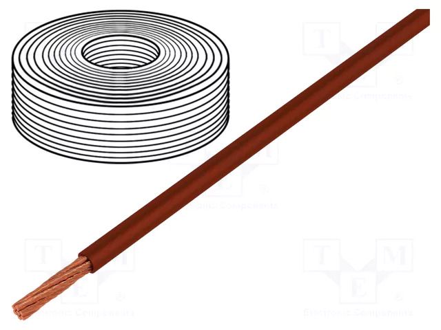 Wire; LifY; 1x0.1mm2; stranded; Cu; PVC; brown; 300V; -15÷80°C HELUKABEL LIFY-0.10MM2-BR