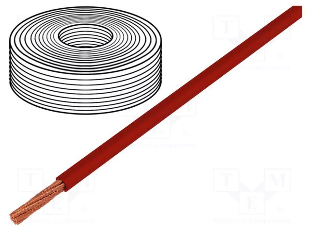 Wire; LifY; 1x50mm2; stranded; Cu; PVC; red; 450V,750V; -15÷80°C HELUKABEL LIFY-50.0MM2-RT