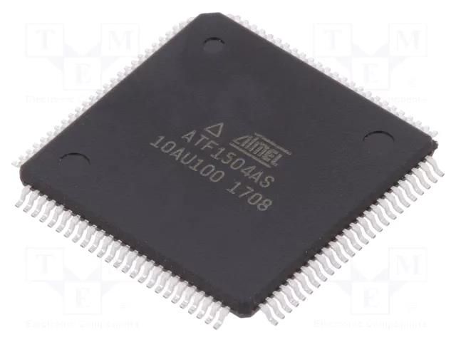 IC: CPLD; SMD; TQFP100; Number of macrocells: 64; I/O: 68; 125MHz MICROCHIP TECHNOLOGY ATF1504AS-10AU100