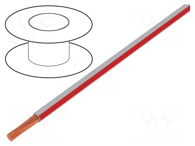 Wire; FLRY-A; 1x0.35mm2; stranded; Cu; PVC; white-red; 60V; Class: 5 BQ CABLE FLRY-A0.35-WH/RD