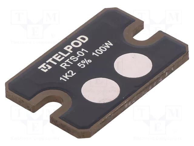 Resistor: thick film; screw; 1.2kΩ; 100W; ±5%; RTS; 2.5kV; 38x25x2mm TELPOD RTS-01-100-1K2-1
