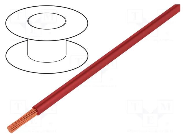 Wire; TLY; stranded; Cu; 0.35mm2; PVC; red; 150V; 500m; Class: 5 TECHNOKABEL TLY-0.35-RD