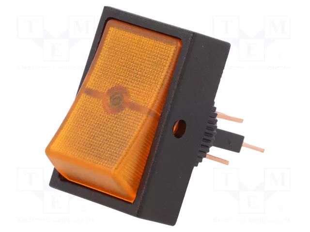 ROCKER; SPST; Pos: 2; ON-OFF; 30A/12VDC; orange; neon lamp; 50mΩ SCI R13-207B-01-BY