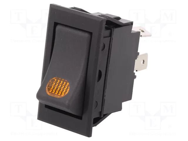 ROCKER; SPST; Pos: 2; ON-OFF; 20A/12VDC; black; LED,point; 12VDC SCI R13-220BA-01-BBY
