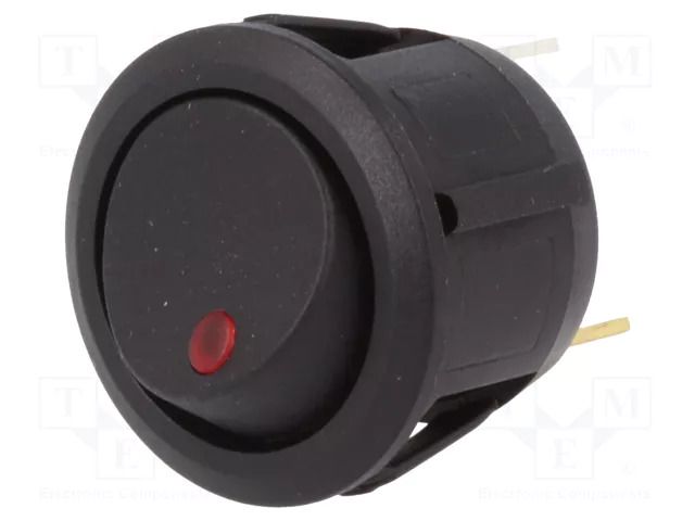 ROCKER; SPST; Pos: 2; ON-OFF; 20A/14VDC; red; LED,point; R13-112-DC SCI R13-112B2-02-BBR