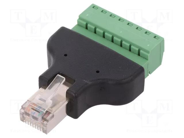 Adapter; PIN: 8; terminal block,RJ45 plug; screw terminal Goobay RJ45-M-TBR