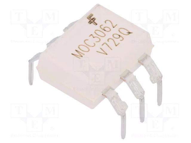 Optotriac; 4.17kV; Uout: 600V; triac; DIP6; Ch: 1; MOC3062M; 0.6kV/μs ONSEMI MOC3062TVM