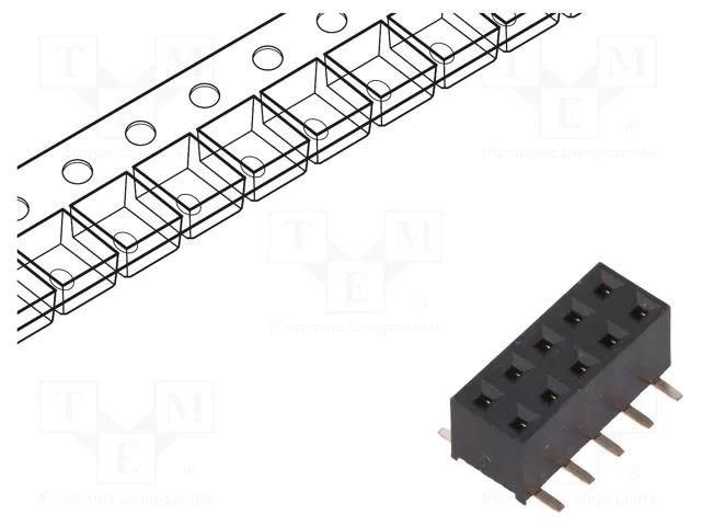 Connector: pin strips; socket; female; PIN: 10; vertical; SMT; 2mm NINIGI ZL266-10DG/PAD