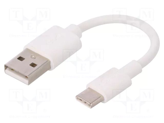 Cable; USB 2.0; USB A plug,USB C plug; 0.1m; white; Core: Cu; PVC GOOBAY USB-USBC-0.1-WH