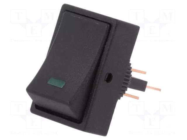 ROCKER; SPST; Pos: 2; ON-OFF; 25A/12VDC; green; LED,point; 12VDC SCI R13-207L-01-BBG