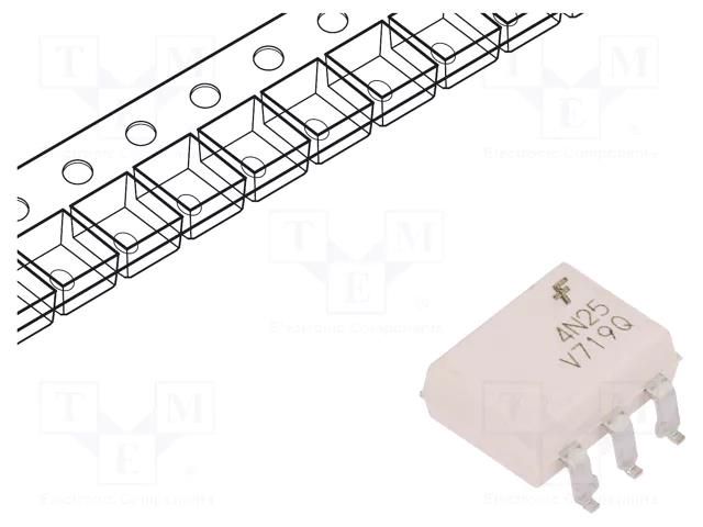 Optocoupler; SMD; Ch: 1; OUT: transistor; 7.5kV; CTR@If: 20%@10mA ONSEMI 4N25SR2VM