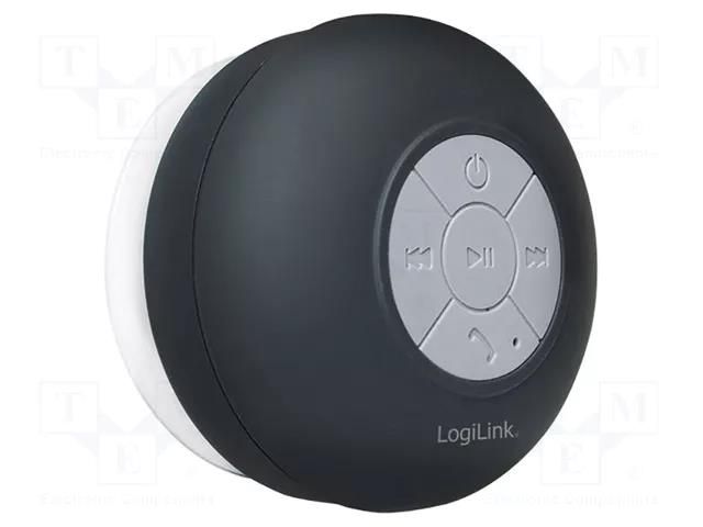 Speaker; black; Bluetooth 3.0 EDR; 10m; 2.4GHz; IPX4; 5VDC LOGILINK SP0052