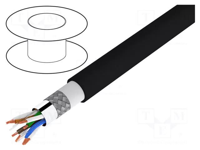 Wire; Alpha Essential Flexing Ethernet,S/FTP; 4x2x26AWG; 5e ALPHA WIRE 74006-BK002