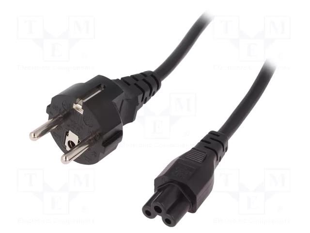 Cable; CEE 7/7 (E/F) plug,IEC C5 female; 1.8m; black; 10A; 250V LOGILINK CP093