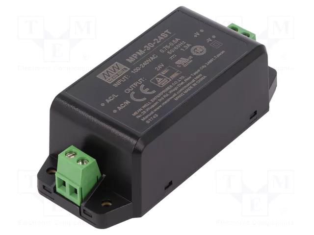 Power supply: switching; for building in,modular; 30W; 24VDC MEAN WELL MPM-30-24ST