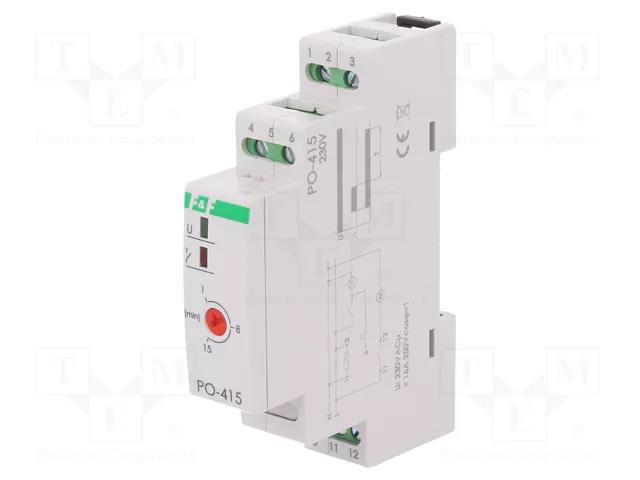 Timer; 1÷15min; NO / NC; 10A; 230VAC; Number of operation modes: 1 F&F PO-415