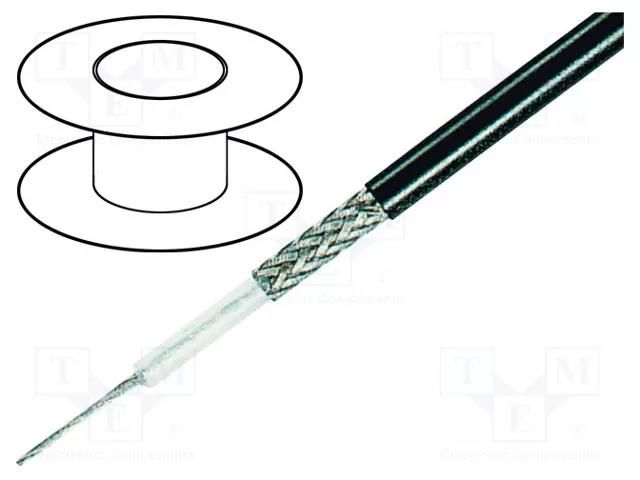 Wire: coaxial; RG58CU; stranded; OFC; PVC; black; 100m; Øcable: 5mm TASKER TAS-RG58CU