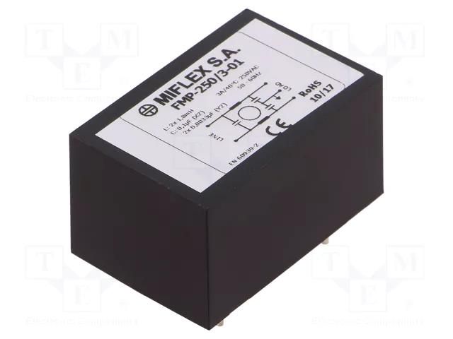 Filter: anti-interference; 250VAC; Cx: 100nF; Cy: 3.3nF; 1.8mH MIFLEX FMP-250/3-01