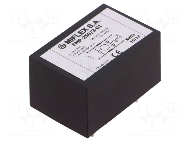 Filter: anti-interference; 250VAC; Cx: 100nF; Cy: 3.3nF; 1.8mH MIFLEX FMP-250/3-01