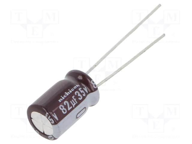 Capacitor: electrolytic; low ESR; THT; 82uF; 35VDC; Ø8x11.5mm; ±20% NICHICON UPV1V820MGD