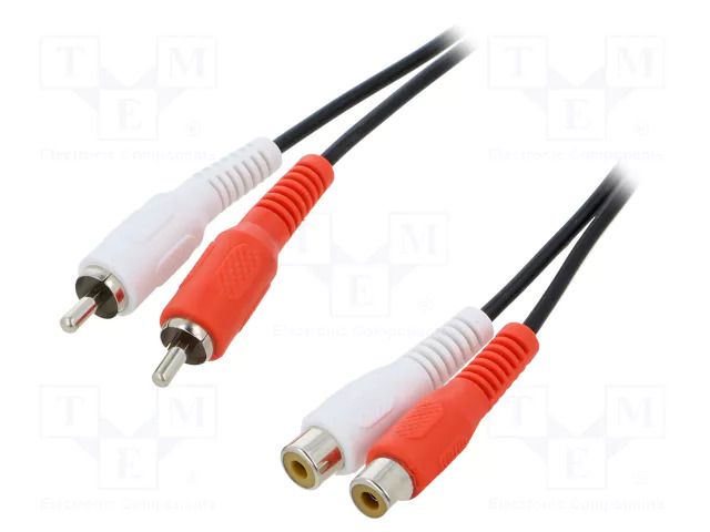 Cable; RCA socket x2,RCA plug x2; 5m; black LOGILINK CA1037