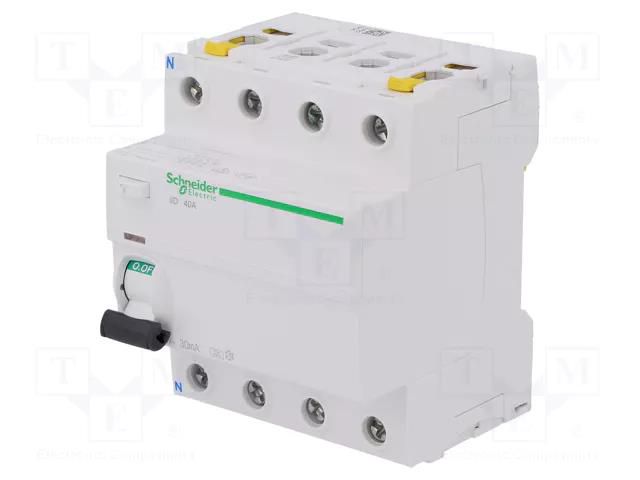 RCD breaker; Inom: 40A; Ires: 30mA; Poles: 4; 400VAC; IP20; 1÷25mm2 SCHNEIDER ELECTRIC A9Z21440