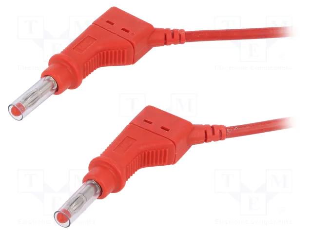 Test lead; 32A; banana plug 4mm,both sides; Urated: 600V; red STÄUBLI XZG425/SIL-05022