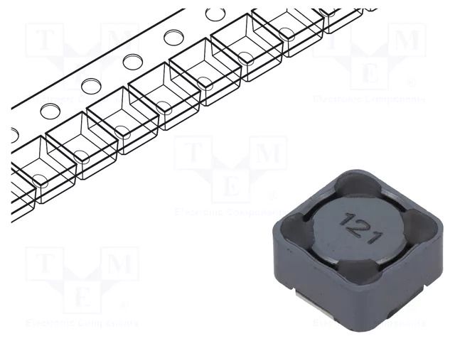Inductor: wire; SMD; 120uH; 1.65A; 210mΩ; ±10%; 12.5x12.5x6mm BOURNS SRR1260-121K