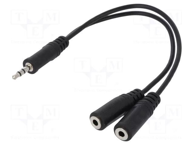 Cable; Jack 3.5mm 3pin plug,Jack 3.5mm socket x2; 200mm; black LOGILINK CA1046