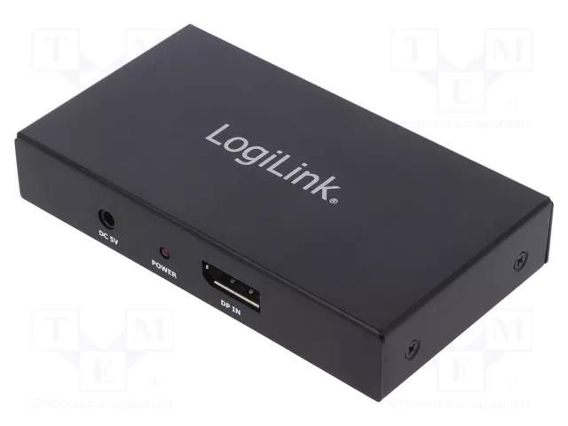 Splitter; DisplayPort 1.2,HDCP 2.0; black LOGILINK CV0090