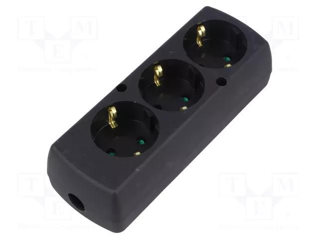 Connector: AC supply; female; splitter; 2P+PE; 250VAC; 16A; black JONEX TX-GN-370SCZ