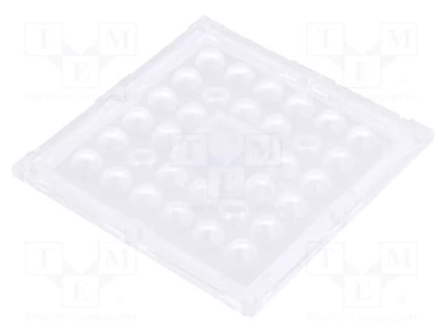 LED lens; square; plexiglass PMMA; transparent; Mounting: screw LEDIL CS16324