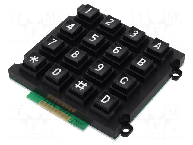 Keypad: plastic; No.of butt: 16; none; plastic; 200mΩ; 1.5N; 20mA ACCORD AK-1607-N-BBW-WP