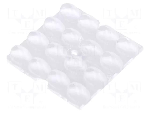 LED lens; square; plexiglass PMMA; transparent; Mounting: screw LEDIL C16156