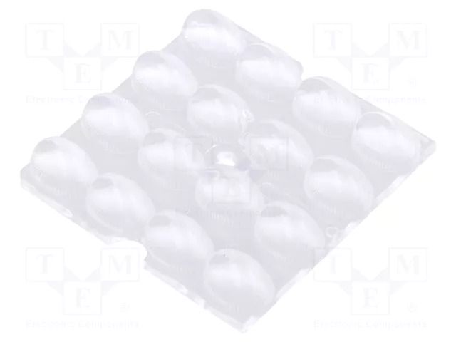 LED lens; square; plexiglass PMMA; transparent; Mounting: screw LEDIL C16156