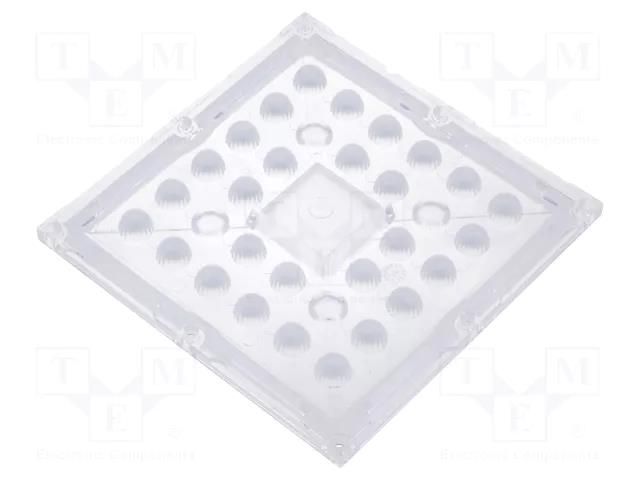 LED lens; square; plexiglass PMMA; transparent; Mounting: screw LEDIL CS16322